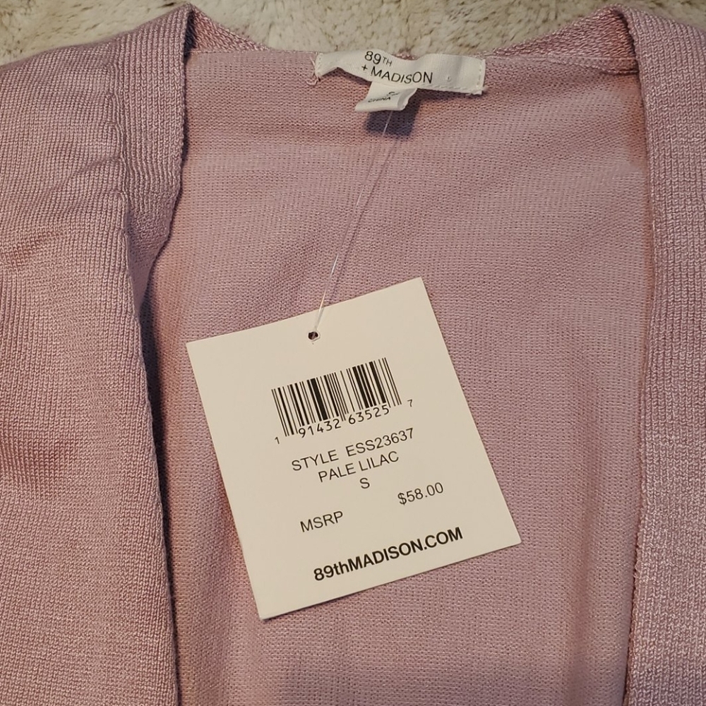 89th Madison Lilac Purple Open Front Tie Ballet Cardigan Size Small New With Tag - Picture 4 of 6